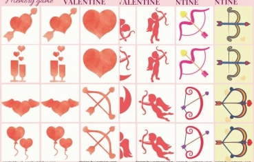 Valentine day- Memory game free printables