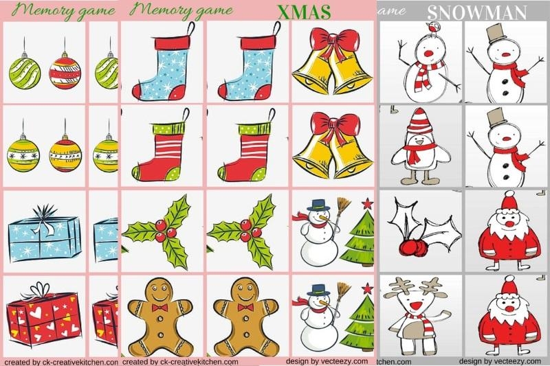Christmas Ornament And Snowman Memory Game Free Printable Creative Kitchen