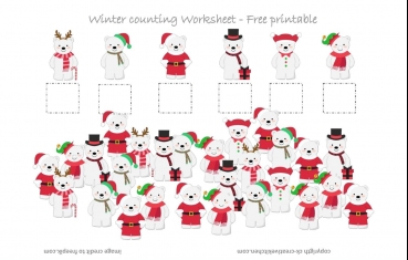 Winter Polar Bear Counting Worksheet - Free Printable
