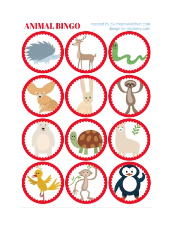 Animals - Bingo card free printable - Creative Kitchen