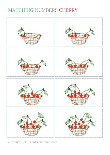 numbers matching card free printable cherry