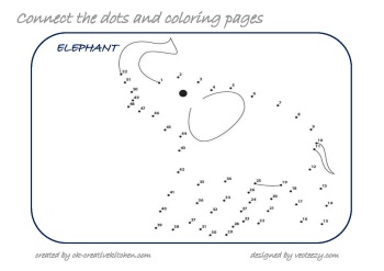 connect the dots and coloring pages elephant