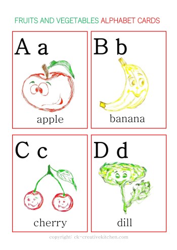 fruits and vegetables alphabet cards free printable