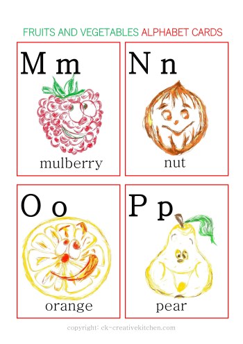 fruits and vegetables alphabet cards free printable
