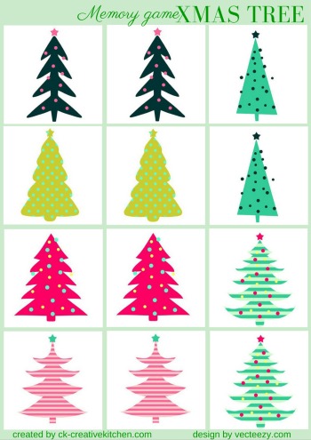 christmas tree matching memory game free printable