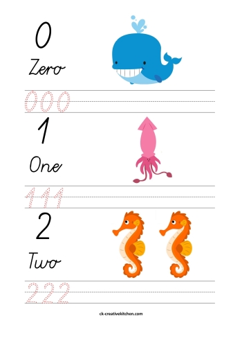Ocean and Sea animals - Numbers Free printables - Creative Kitchen