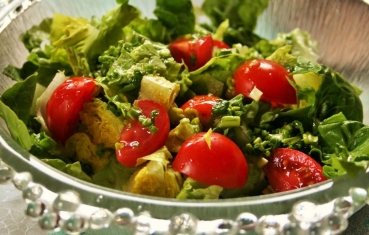 Romaine heart salad with ramsons dressing