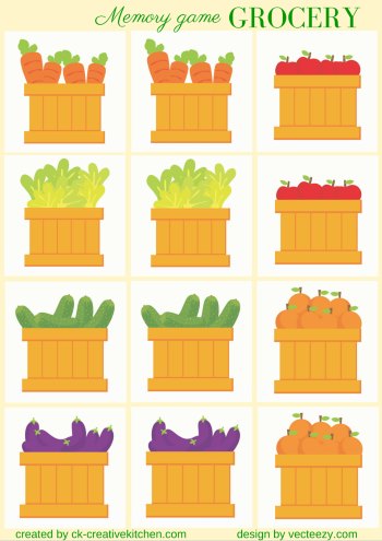 Grocery - Memory game free printables - Creative Kitchen